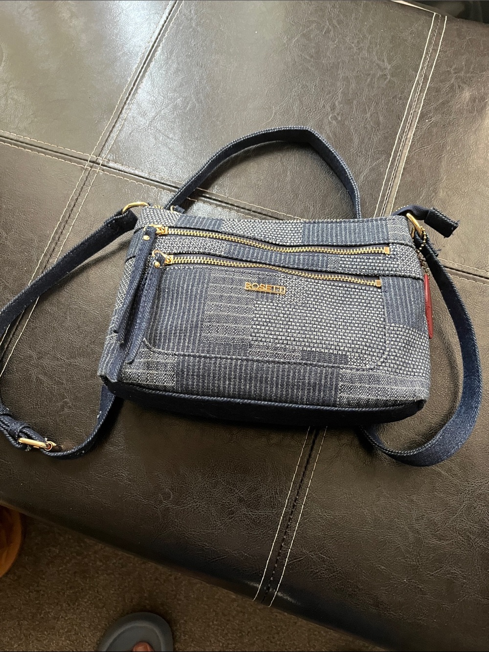 Rosetti Patchwork Denim-Style Crossbody Bag - Blue